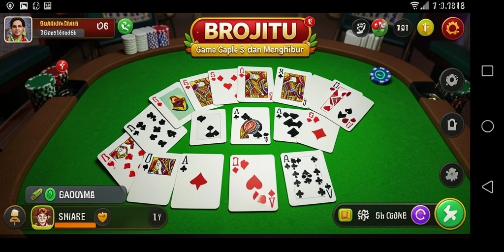Tampilan gameplay seru dalam BROJITU, nikmati permainan Gaple.