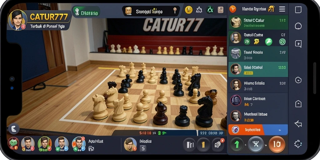 Tampilan gameplay mendebarkan dari CATUR777 saat berhadapan dengan lawan.
