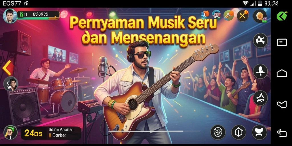 Tangkapan layar gameplay EOS77 yang mendebarkan dan penuh warna.