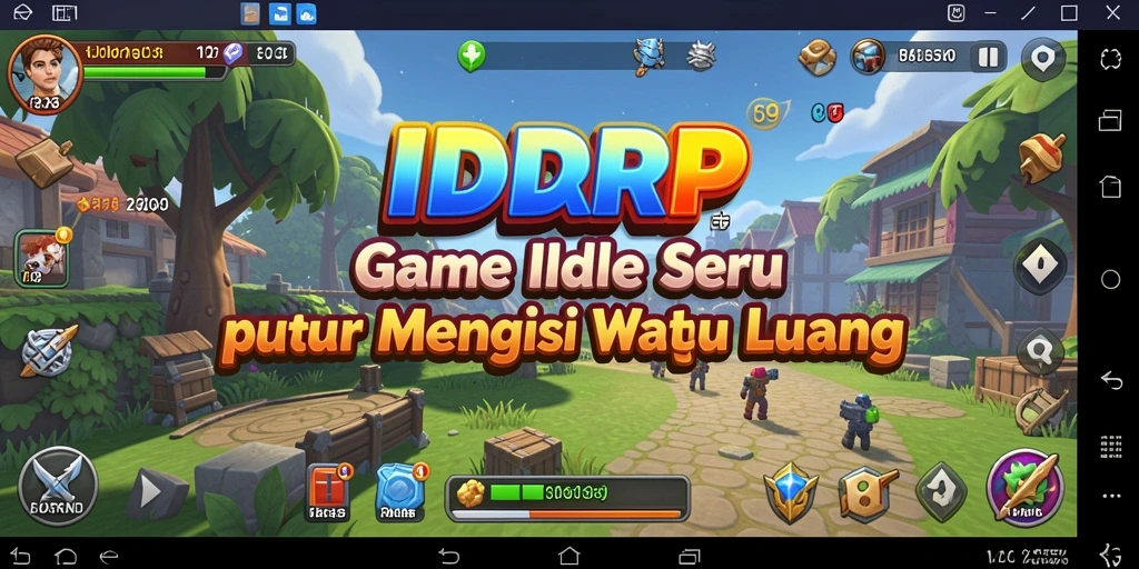 Tampilan gameplay <strong>IDRRP</strong> dengan karakter yang sedang mengumpulkan sumber daya.