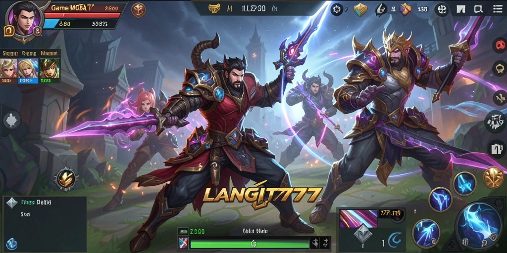 Tampilan seru dari gameplay LANGIT777 dalam pertempuran MOBA.