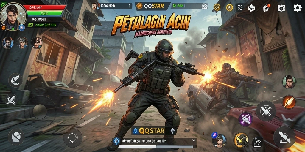 Gameplay seru dan mendebarkan dari QQSTAR yang penuh aksi.